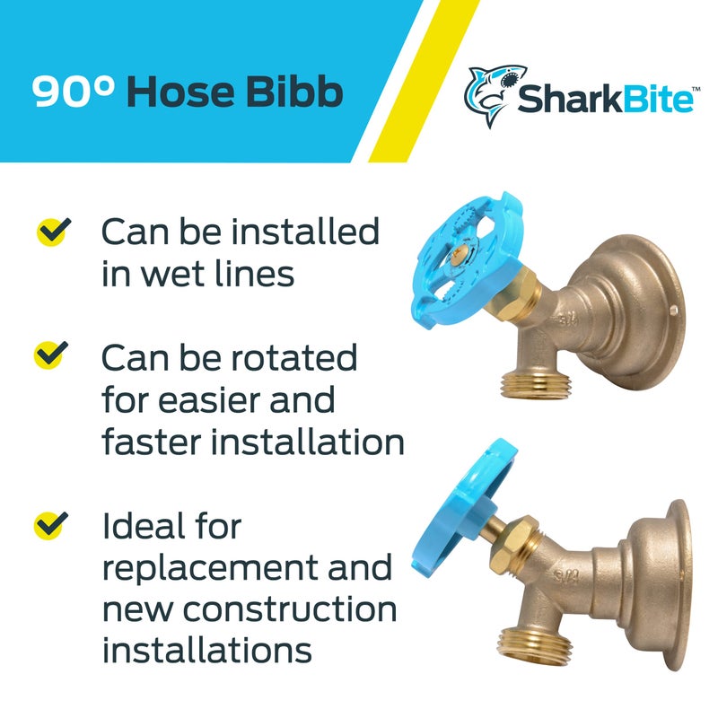 SharkBite 3/4 x 3/4 Inch MHT 90 Degree Hose Bibb, Multi Turn, Push To Connect Brass Plumbing Fitting, PEX Pipe, Copper, CPVC, PE-RT, HDPE, 24627LF - Image 4